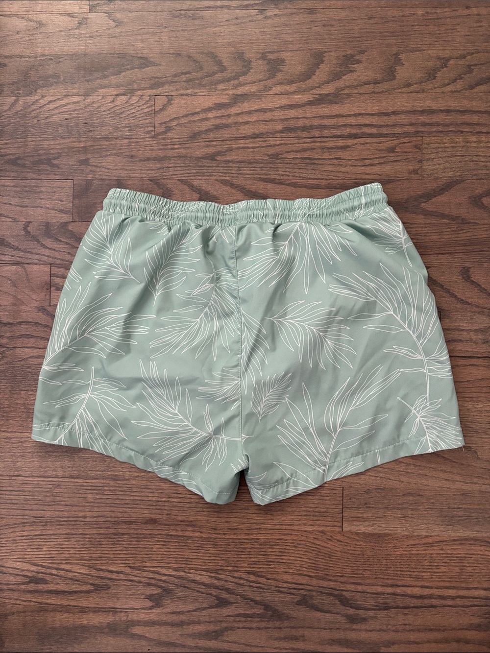 Men's Sage Green Leaf Print Swim Trunks - Picture 7 of 11